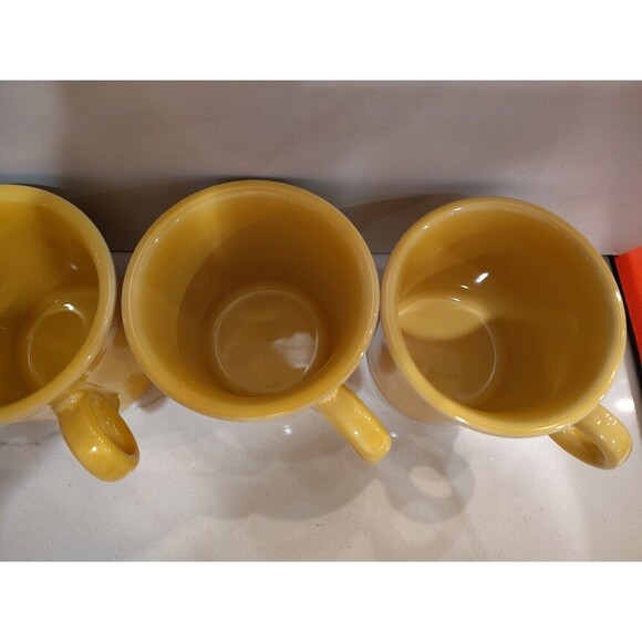 Set of 4 Fiesta Fiestaware HLC Sunflower Yellow Mug Tom Jerry Ring Handle - Picture 4 of 5